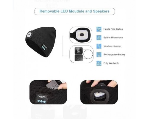 Шапка с фонариком и Bluetooth наушниками оптом