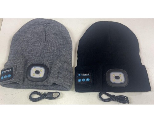 Шапка с фонариком и Bluetooth наушниками оптом