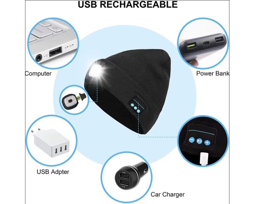 Шапка с фонариком и Bluetooth наушниками оптом