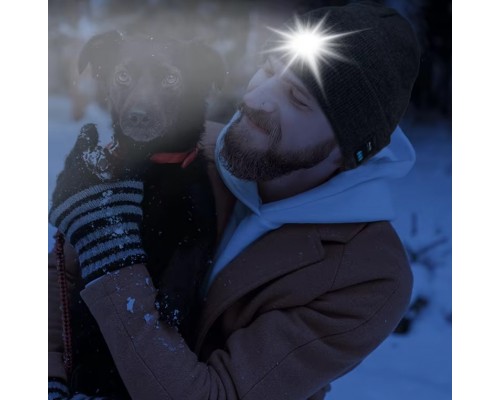 Шапка с фонариком и Bluetooth наушниками оптом