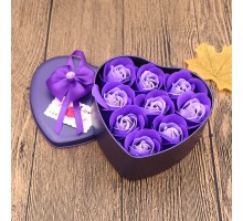 Розы из мыла 9 шт в подарочной коробке сердце оптом