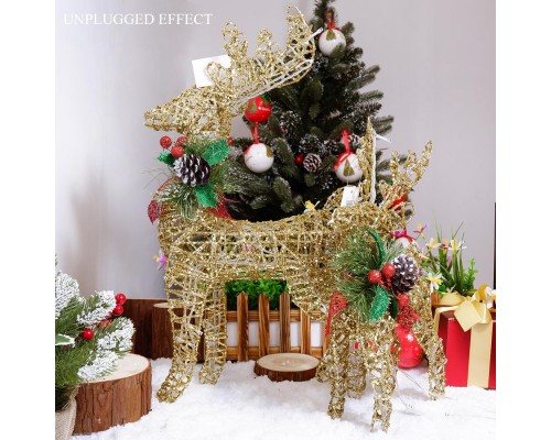 Украшение новогоднее "Золотой олень" 30 см со светодиодами оптом
