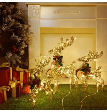 Украшение новогоднее "Золотой олень" 30 см со светодиодами оптом