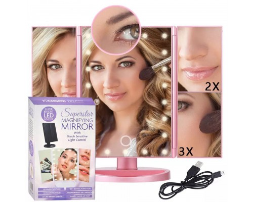 Зеркало с увеличением и подсветкой Superstar Magnifying Mirror оптом