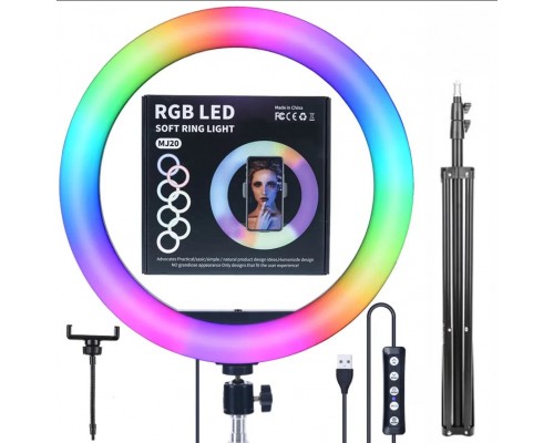 Кольцевая лампа со штативом для селфи цветная RGB LED MJ26 оптом