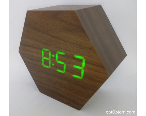 Электронные деревянные часы LED WOODEN CLOCK VST-876 оптом