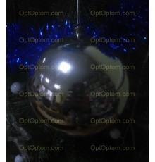 Новогодние Елочные игрушки, Серебряный шар, Диаметр 15 см оптом