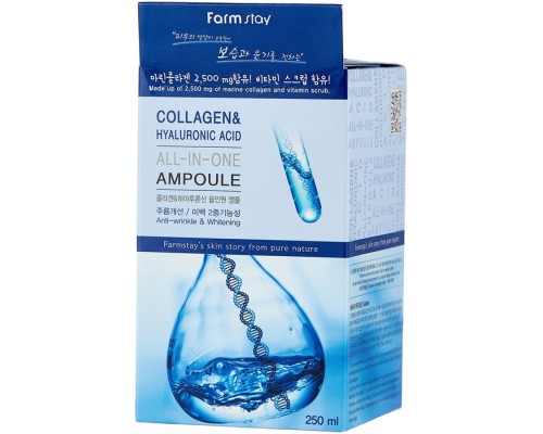Сыворотка с гиалуроновой кислотой и коллагеном Farmstay Collagen and Hyaluronic Acid All-In-One Ampoule оптом