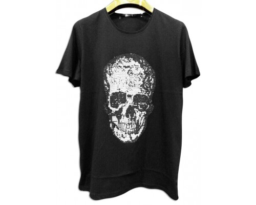 Темная мужская футболка с черепом оптом