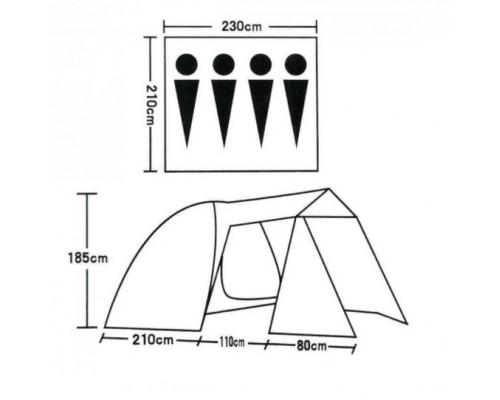 Палатка 4-местная с навесом 1704 оптом
