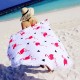 Пляжное полотенце покрывало Розовые фламинго на белом фоне оптом